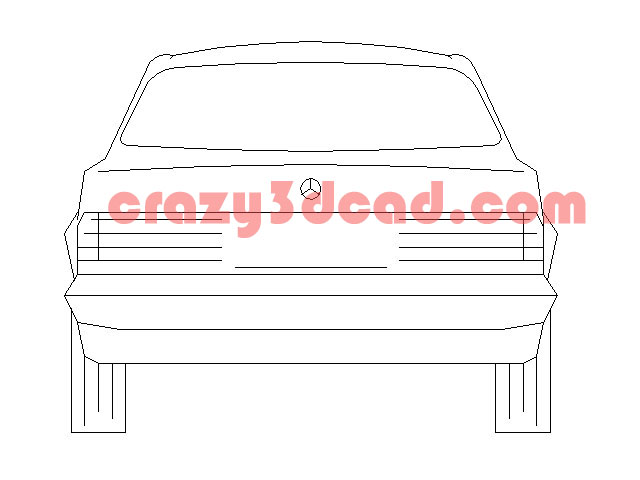 Benz Rear View CAD Block